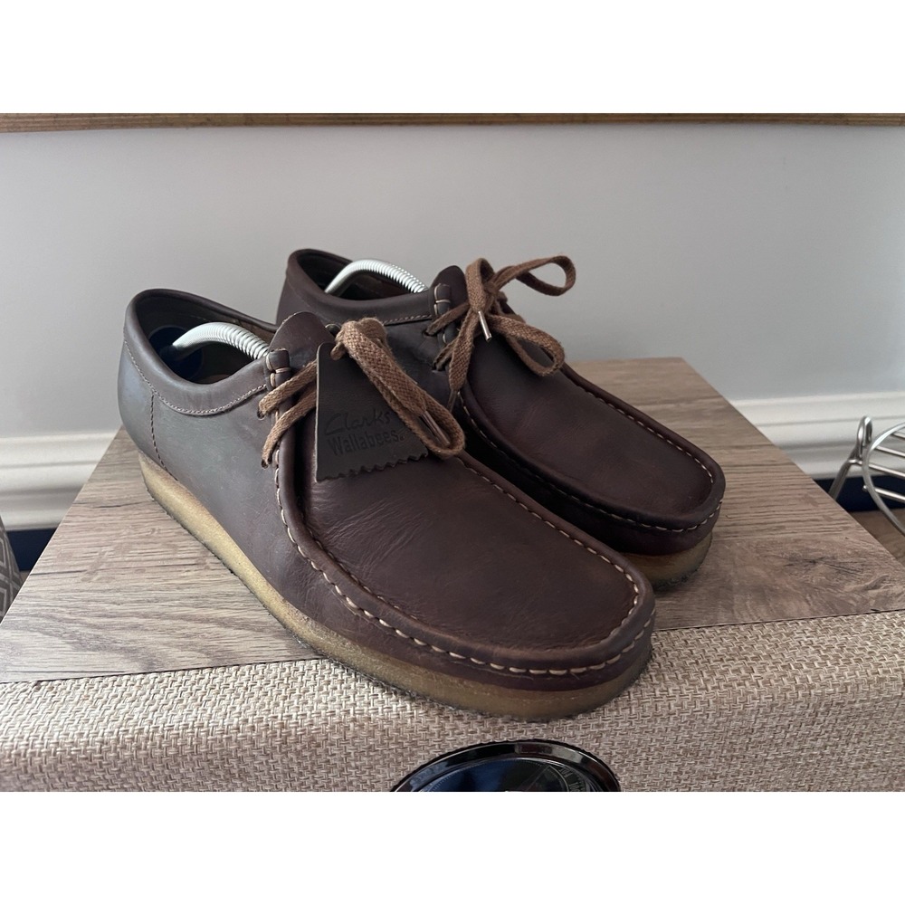 Clarks Wallabee Mens 11 Brown Beeswax Leather‎ Moccasin Crepe Sole Shoes M1